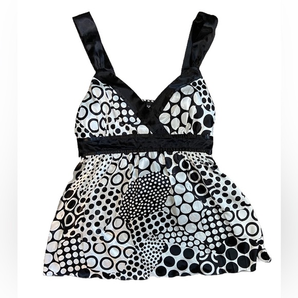 Vintage Y2K Iz Byer Polka Dot Geometric Tank Top - Black and White, XL - Picture 1 of 7
